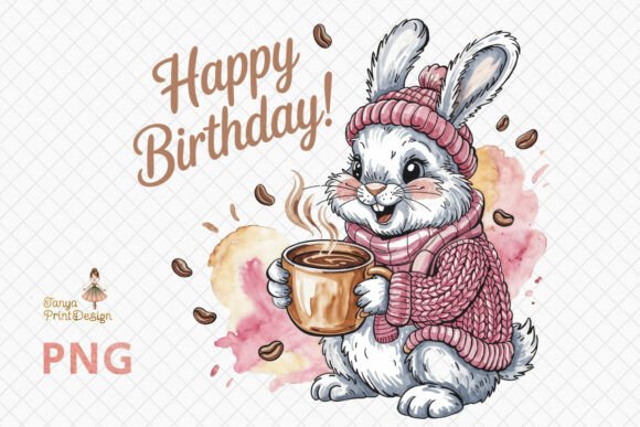 Cute Bunny Happy Birthday Clipart PNG