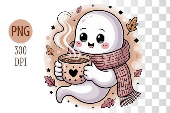 Cute Cozy Ghost PNG Autumn Clipart