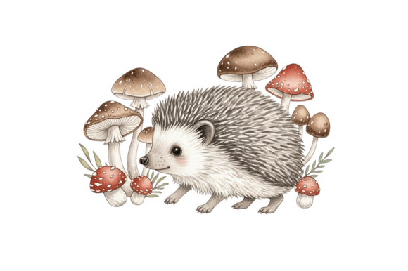 Cute Hedgehog Illustration with Mushroom: A Delightful Addition to Your Creative Projects