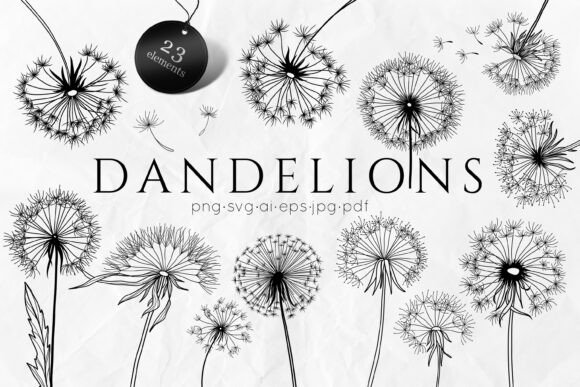 Enhancing Creativity with Dandelions SVG - Flowers Line Art SVG