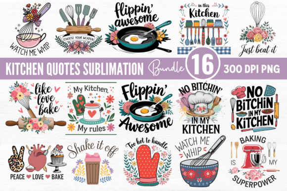 Kitchen Quotes Sublimation PNG Bundle