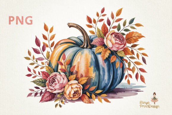 Pumpkin Roses Autumn Clipart PNG