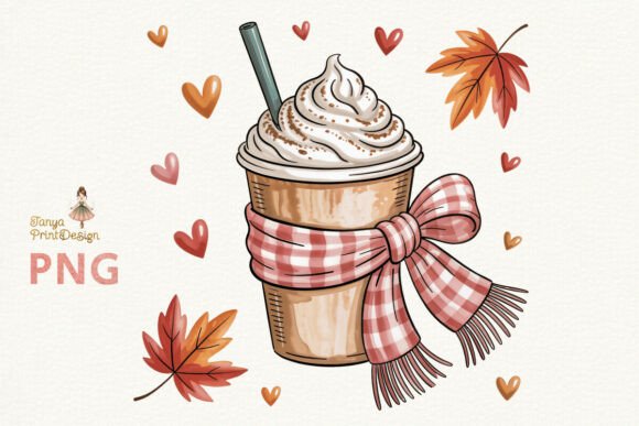 Pumpkin Spice Latte Scarf Clipart PNG