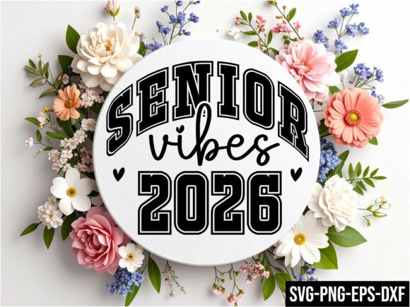 Senior Vibes 2026 Round Sign Svg