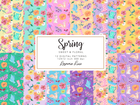 Spring Blooms Papers, Garden Animal Pack: A Versatile Digital Design Collection